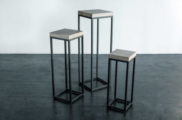 Pedestals, 3 Piece Set Black Wood Top
